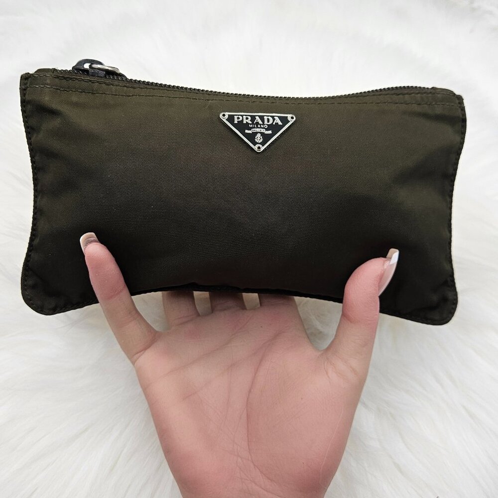 Prada Tessuto Khaki Nylon Pouch